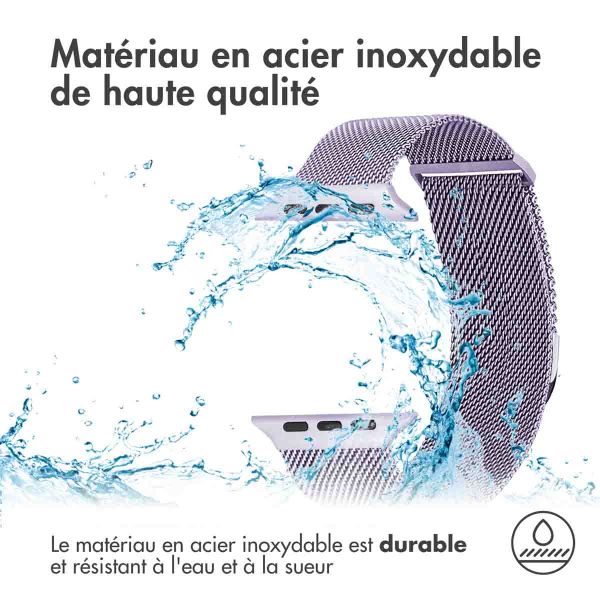 imoshion Bracelet magnétique milanais Apple Watch Series 1-10 / SE / Ultra (2) - 42/44/45/46/49 mm - Taille S - Violet