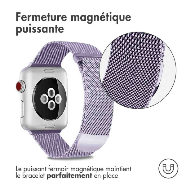 iMoshion Bracelet magnétique milanais Apple Watch Series 1-9 / SE / Ultra (2) - 42/44/45/49 mm - Taille S - Violet