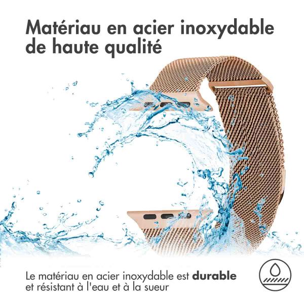 imoshion Bracelet magnétique milanais Apple Watch Series 1-10 / SE / Ultra (2) - 42/44/45/46/49 mm - Taille S - Rose Dorée