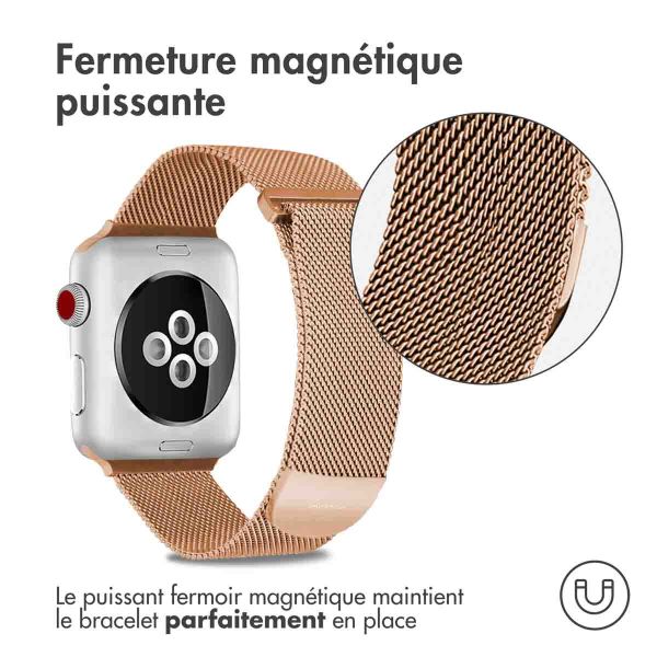 imoshion Bracelet magnétique milanais Apple Watch Series 1-10 / SE / Ultra (2) - 42/44/45/46/49 mm - Taille S - Rose Dorée