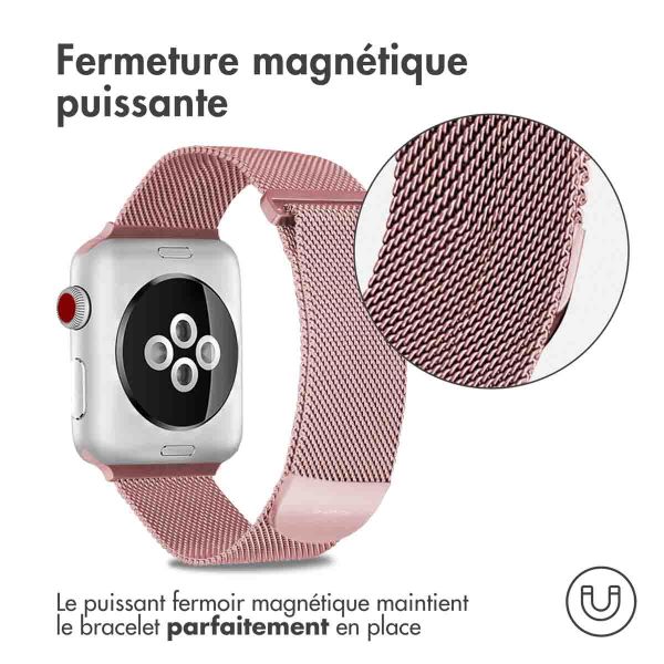 iMoshion Bracelet magnétique milanais Apple Watch Series 1-9 / SE / Ultra (2) - 42/44/45/49 mm - Taille S - Rose