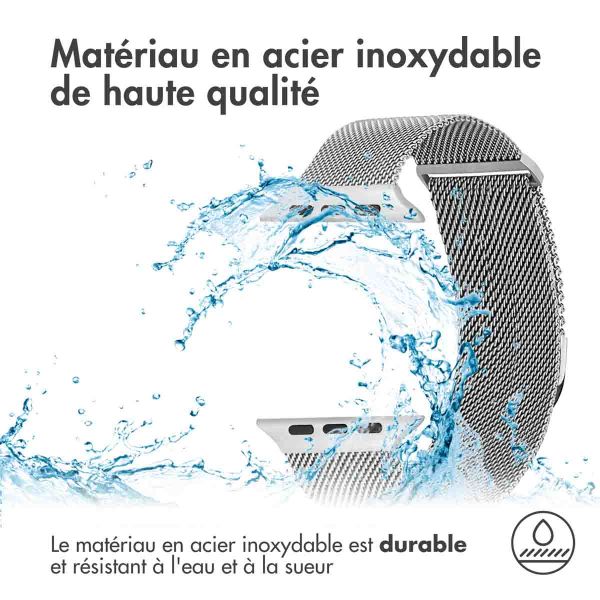 imoshion Bracelet magnétique milanais Apple Watch Series 1-10 / SE / Ultra (2) - 42/44/45/46/49 mm - Taille S - Argent