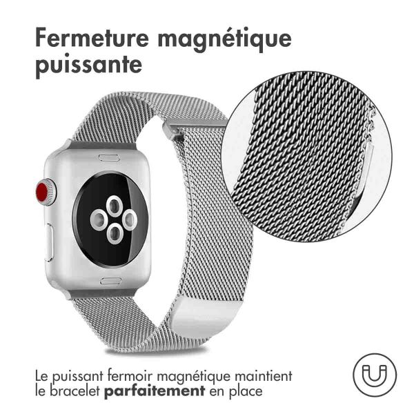 imoshion Bracelet magnétique milanais Apple Watch Series 1-10 / SE / Ultra (2) - 42/44/45/46/49 mm - Taille S - Argent