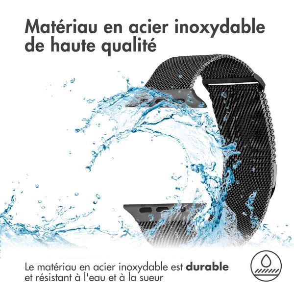 imoshion Bracelet magnétique milanais Apple Watch Series 1-10 / SE / Ultra (2) - 42/44/45/46/49 mm - Taille S - Noir