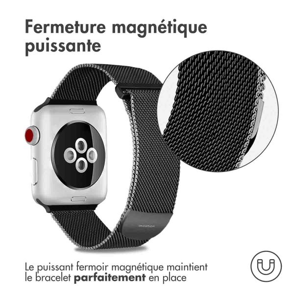 imoshion Bracelet magnétique milanais Apple Watch Series 1-10 / SE / Ultra (2) - 42/44/45/46/49 mm - Taille S - Noir