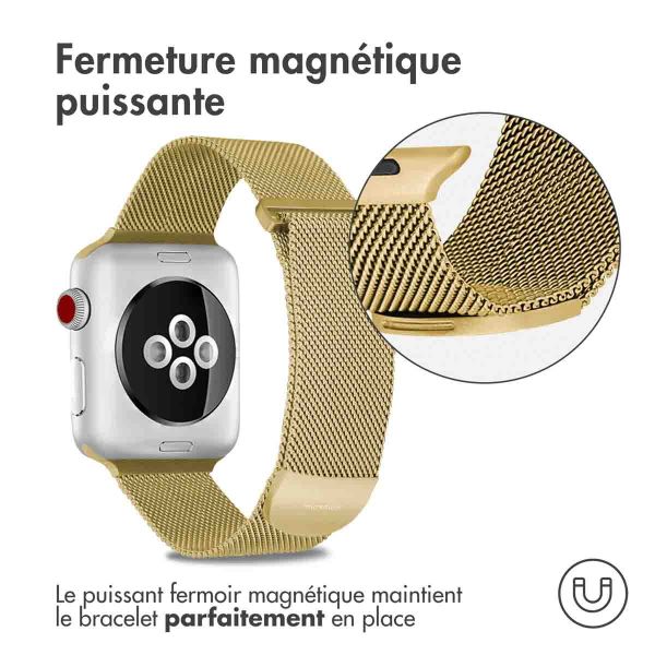 iMoshion Bracelet magnétique milanais Apple Watch Series 1-9 / SE / Ultra (2) - 42/44/45/49 mm - Taille M - Dorée