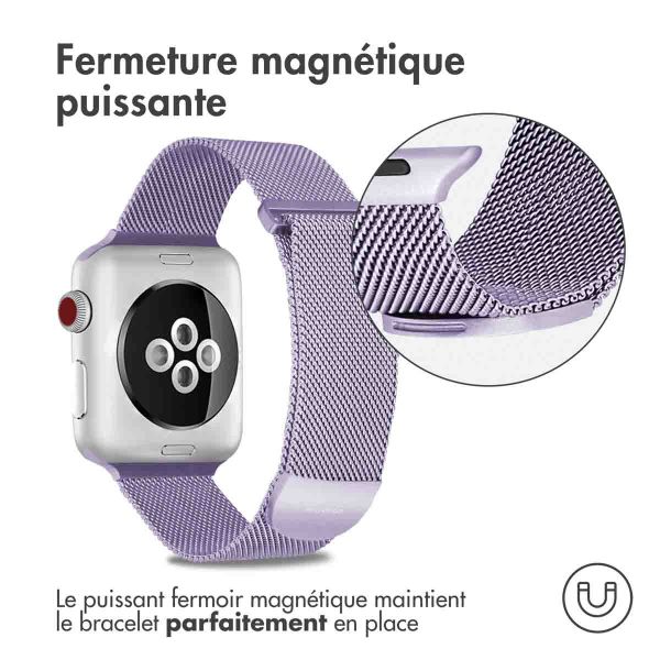 imoshion Bracelet magnétique milanais Apple Watch Series 1-10 / SE / Ultra (2) - 42/44/45/46/49 mm - Taille M - Violet