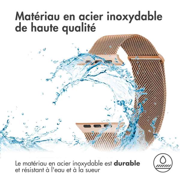 imoshion Bracelet magnétique milanais Apple Watch Series 1-10 / SE / Ultra (2) - 42/44/45/46/49 mm - Taille M - Rose Dorée