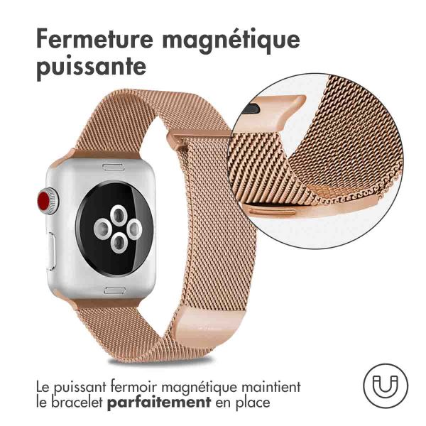 imoshion Bracelet magnétique milanais Apple Watch Series 1-10 / SE / Ultra (2) - 42/44/45/46/49 mm - Taille M - Rose Dorée