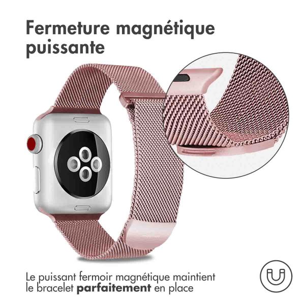 imoshion Bracelet magnétique milanais Apple Watch Series 1-10 / SE / Ultra (2) - 42/44/45/46/49 mm - Taille M - Rose