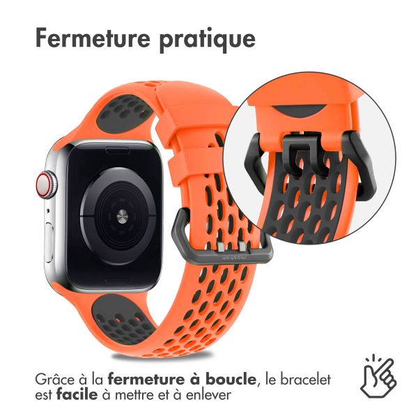 imoshion ﻿Boucle de bracelet de sport en silicone Apple Watch Series 1-9 / SE - 38/40/41 mm / Series 10 - 42 mm - Orange / Noir