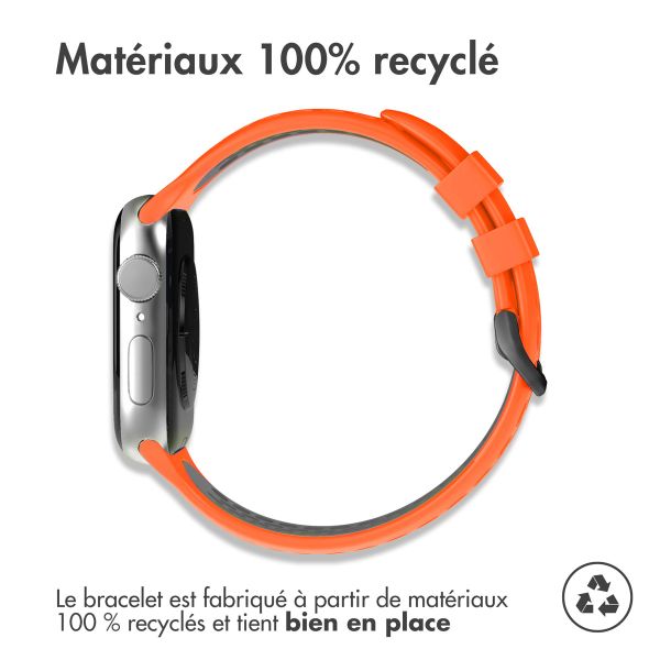 imoshion ﻿Boucle de bracelet de sport en silicone Apple Watch Series 1-9 / SE - 38/40/41 mm / Series 10 - 42 mm - Orange / Noir