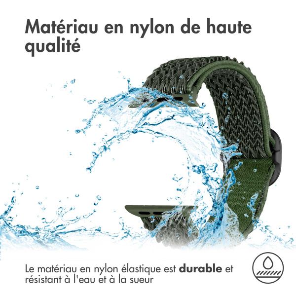 imoshion Bande élastique en nylon Apple Watch Series 1-9 / SE - 38/40/41 mm / Series 10 - 42 mm - Vert foncé