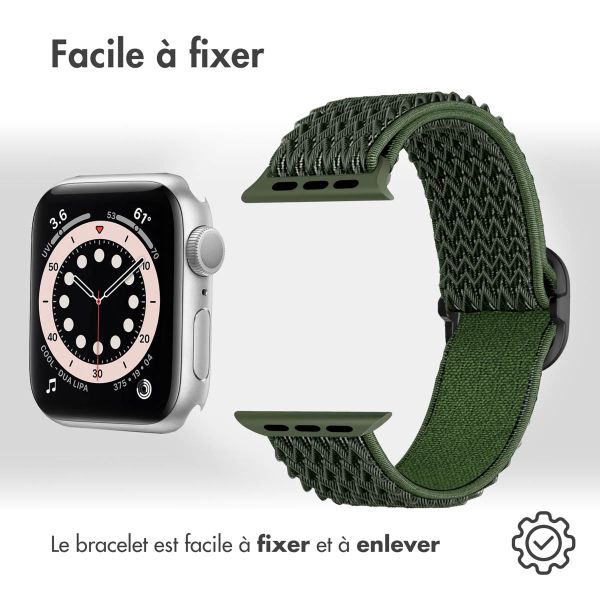 imoshion Bande élastique en nylon Apple Watch Series 1-9 / SE - 38/40/41 mm / Series 10 - 42 mm - Vert foncé