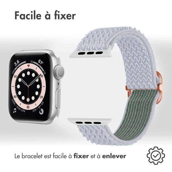 imoshion Bande élastique en nylon Apple Watch Series 1-9 / SE - 38/40/41 mm / Series 10 - 42 mm - Gris clair