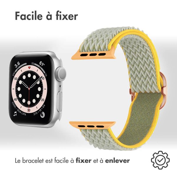 imoshion Bande élastique en nylon Apple Watch Series 1-9 / SE - 38/40/41 mm / Series 10 - 42 mm - ﻿Vert clair