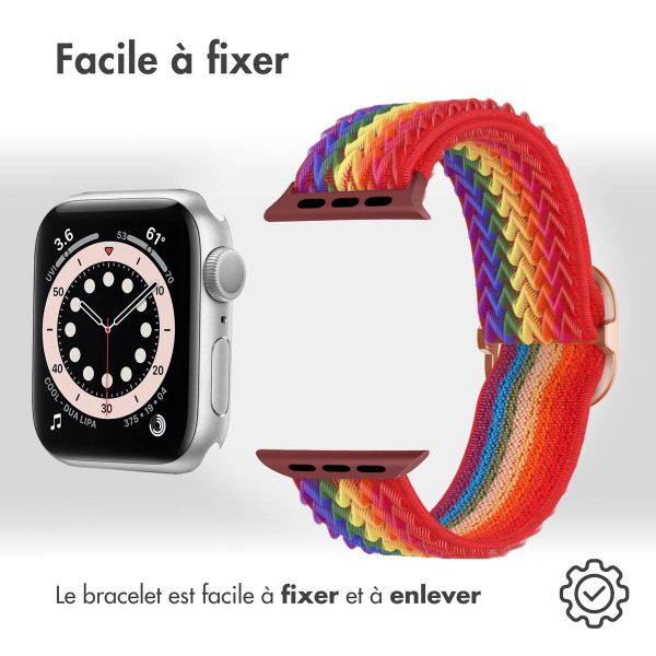 imoshion Bande élastique en nylon Apple Watch Series 1-9 / SE - 38/40/41 mm / Series 10 - 42 mm - Rainbow