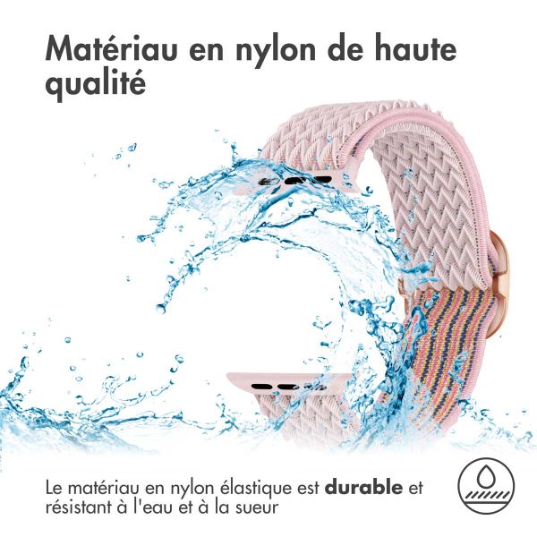 imoshion Bande élastique en nylon Apple Watch Series 1-9 / SE - 38/40/41 mm / Series 10 - 42 mm - Rose