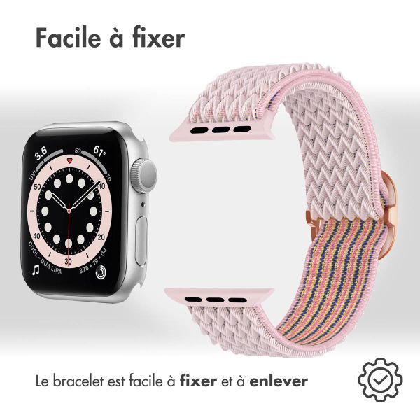 imoshion Bande élastique en nylon Apple Watch Series 1-9 / SE - 38/40/41 mm / Series 10 - 42 mm - Rose