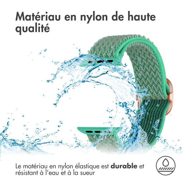 imoshion Bande élastique en nylon Apple Watch Series 1-9 / SE - 38/40/41 mm / Series 10 - 42 mm - Turquoise