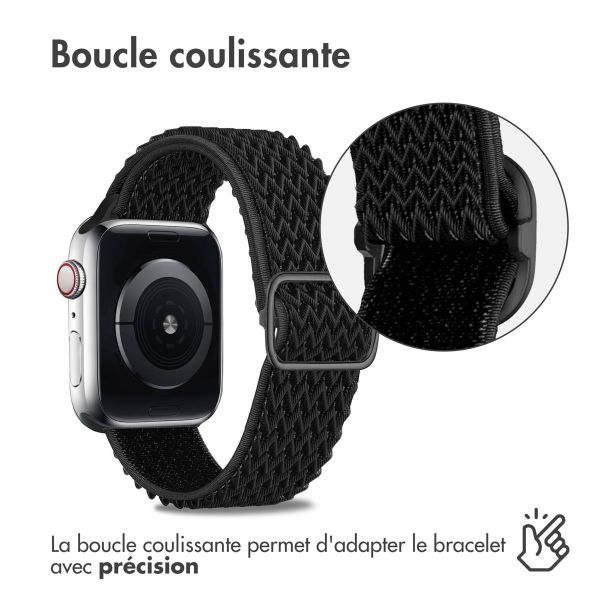 imoshion Bande élastique en nylon Apple Watch Series 1-9 / SE - 38/40/41 mm / Series 10 - 42 mm - Noir