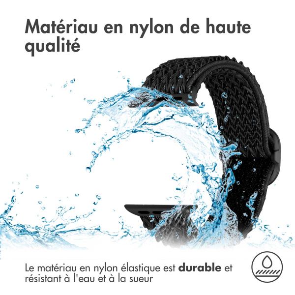 imoshion Bande élastique en nylon Apple Watch Series 1-9 / SE - 38/40/41 mm / Series 10 - 42 mm - Noir