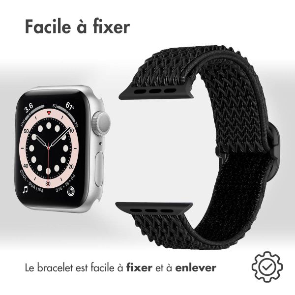 imoshion Bande élastique en nylon Apple Watch Series 1-9 / SE - 38/40/41 mm / Series 10 - 42 mm - Noir