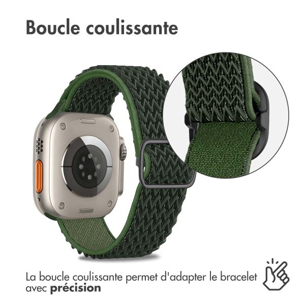 iMoshion Bande élastique en nylon Apple Watch Series 1-9 / SE / Ultra (2) - 42/44/45/49 mm - Vert foncé