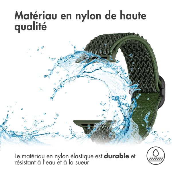 iMoshion Bande élastique en nylon Apple Watch Series 1-9 / SE / Ultra (2) - 42/44/45/49 mm - Vert foncé