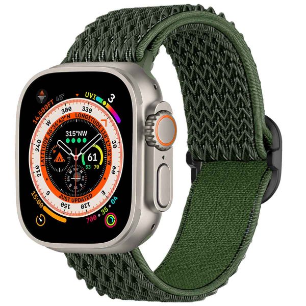 iMoshion Bande élastique en nylon Apple Watch Series 1-9 / SE / Ultra (2) - 42/44/45/49 mm - Vert foncé