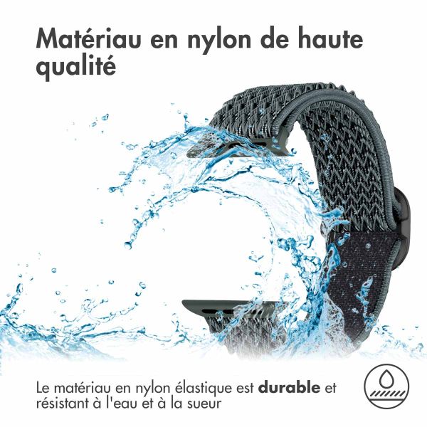 imoshion Bande élastique en nylon Apple Watch Series 1-10 / SE / Ultra (2) - 42/44/45/46/49 mm - Gris foncé