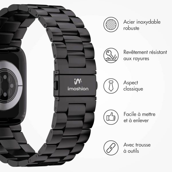 imoshion Bracelet en acier Apple Watch Series 1-9 / SE - 38/40/41 mm / Series 10 - 42 mm - Noir