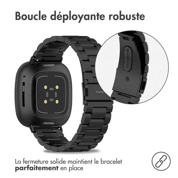 imoshion Bracelet en acier le Fitbit Versa 4 / 3 / Sense (2) - Noir