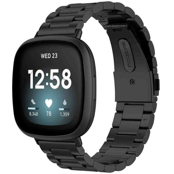 imoshion Bracelet en acier Fitbit Versa 4 / 3 / Sense (2) - Noir