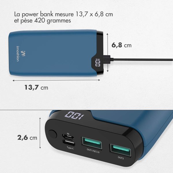 imoshion Batterie externe - 20.000 mAh - Quick Charge et Power Delivery - Bleu