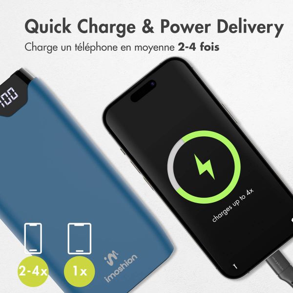 imoshion Batterie externe - 20.000 mAh - Quick Charge et Power Delivery - Bleu