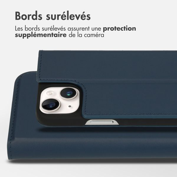 Accezz Étui de téléphone Slim Folio en cuir de qualité supérieure iPhone 14 - Bleu foncé