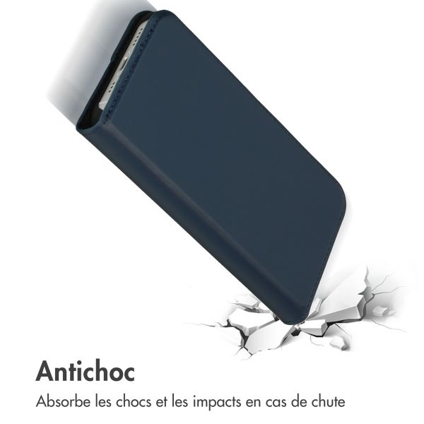 Accezz Étui de téléphone Slim Folio en cuir de qualité supérieure iPhone 14 - Bleu foncé