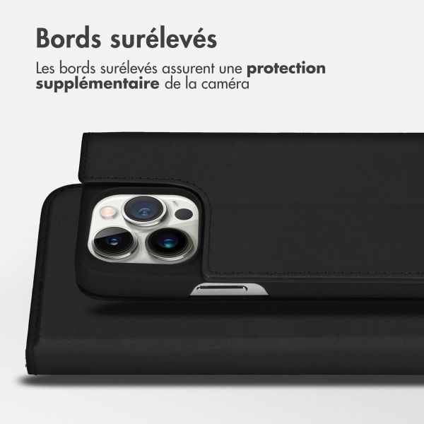 Accezz Étui de téléphone Slim Folio en cuir de qualité supérieure iPhone 14 Pro - Noir