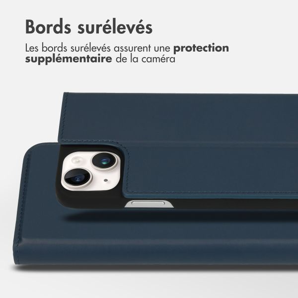 Accezz Étui de téléphone Slim Folio en cuir de qualité supérieure iPhone 14 Plus - Bleu foncé