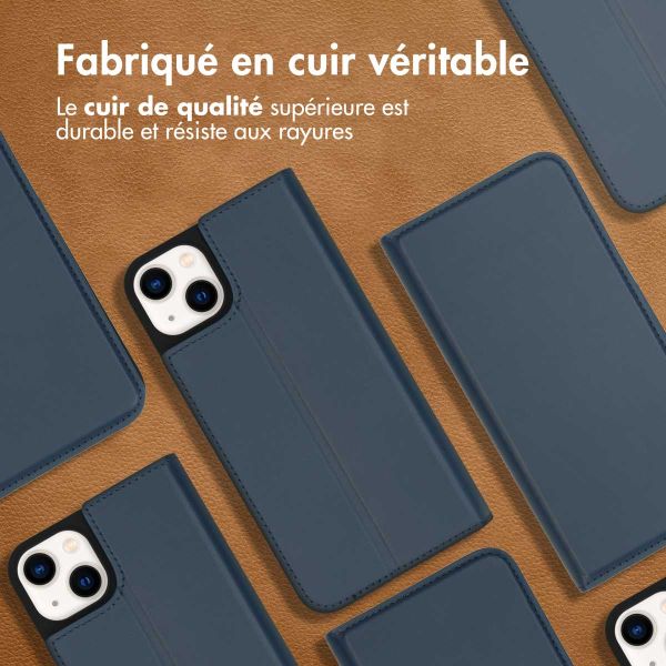 Accezz Étui de téléphone Slim Folio en cuir de qualité supérieure iPhone 14 Plus - Bleu foncé