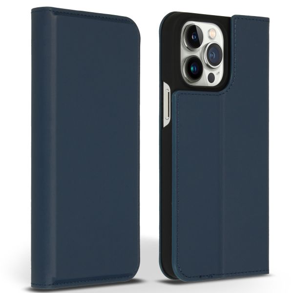 Accezz Étui de téléphone Slim Folio en cuir de qualité supérieure iPhone 14 Pro Max - Bleu foncé