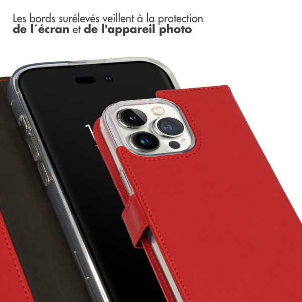 Selencia Étui de téléphone portefeuille en cuir véritable iPhone 14 Pro Max - Rouge