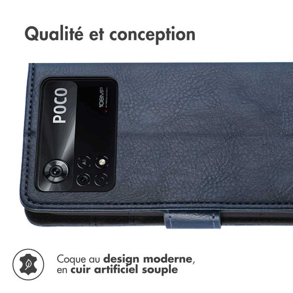 imoshion Étui de téléphone portefeuille Luxe Xiaomi Poco X4 Pro 5G - Bleu foncé