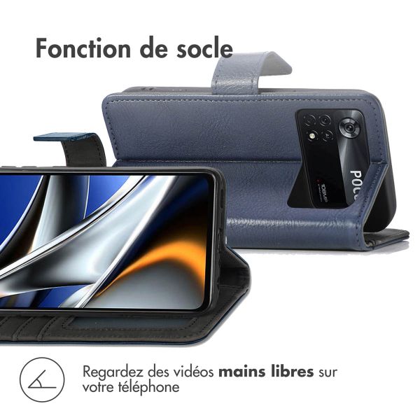 imoshion Étui de téléphone portefeuille Luxe Xiaomi Poco X4 Pro 5G - Bleu foncé