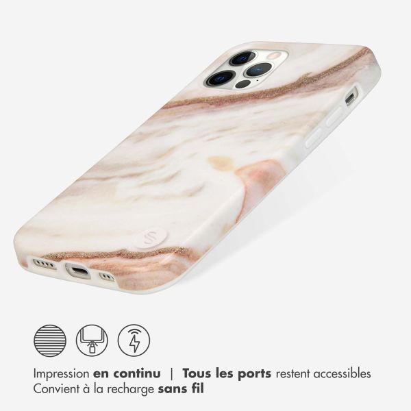 Selencia Aurora Coque Fashion iPhone 12 (Pro) - ﻿Coque durable - 100 % recyclée - Marbre Blanc