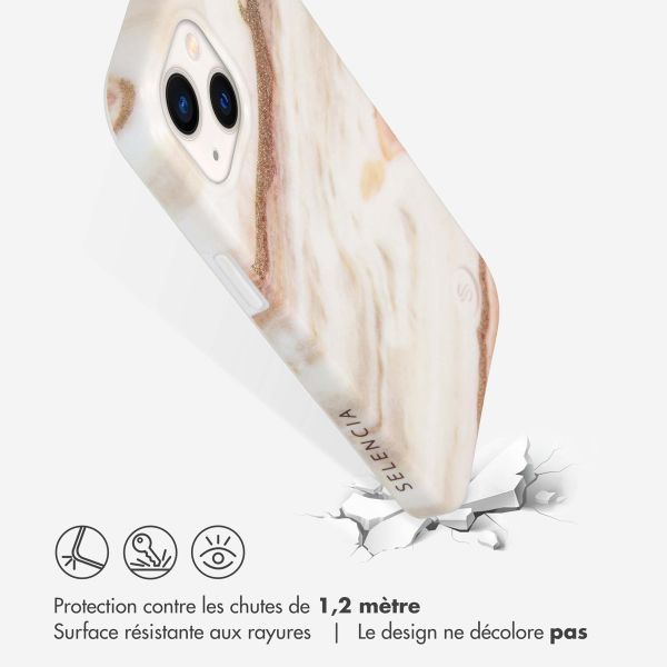 Selencia Aurora Coque Fashion iPhone 13 - ﻿Coque durable - 100 % recyclée - Marbre Blanc