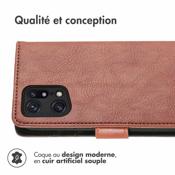 imoshion Étui de téléphone portefeuille Luxe Oppo Find X5 5G - Brun