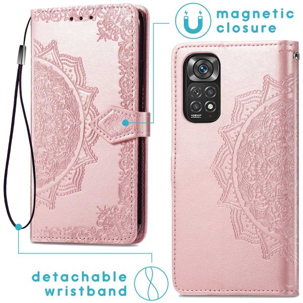 iMoshion Etui de téléphone portefeuille Mandala Xiaomi Redmi Note 11 (4G) / Note 11S (4G) - Rose Dorée