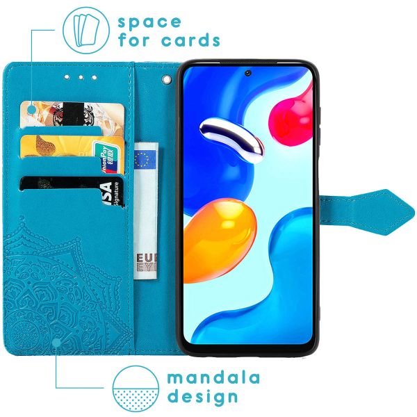 imoshion Etui de téléphone portefeuille Mandala Xiaomi Redmi Note 11 (4G) / Note 11S (4G) - Turquoise